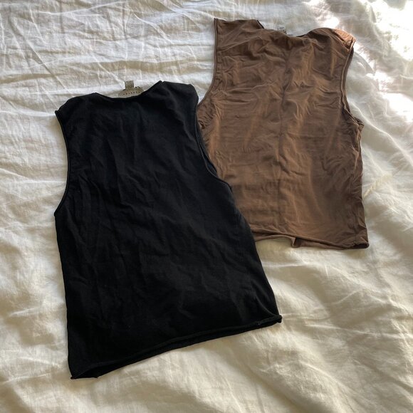 Set of 2 Topshop fitted tank tops brown and black size small - Picture 2 of 4